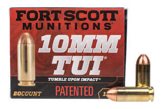 Fort Scott Munition 10MM TUI Tumble Upon Impact features a 20 cartridge box